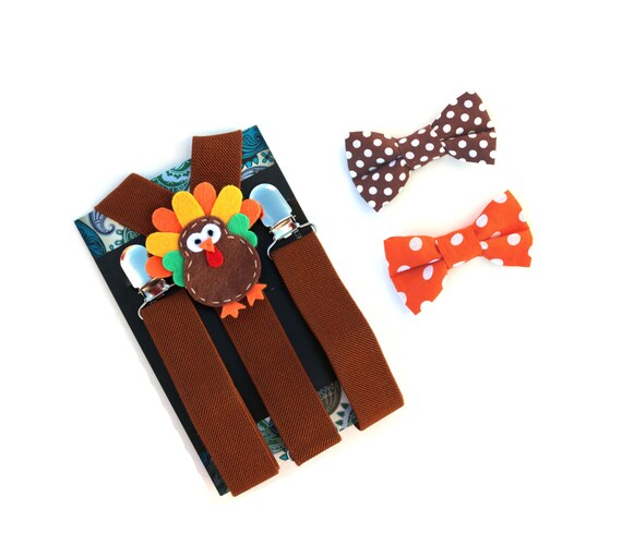 Kids Turkey Suspenders, Boys Thanksgiving Outfit, Brown Suspenders, Baby Suspenders, Toddler Suspenders, Childrens Photo Prop, Holiday,