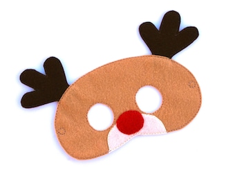 Kids Reindeer Mask Reindeer Costume Felt Mask, Kids Face Mask Animal Mask Christmas Stocking Suffer Pretend Play Dress Up Party Favors