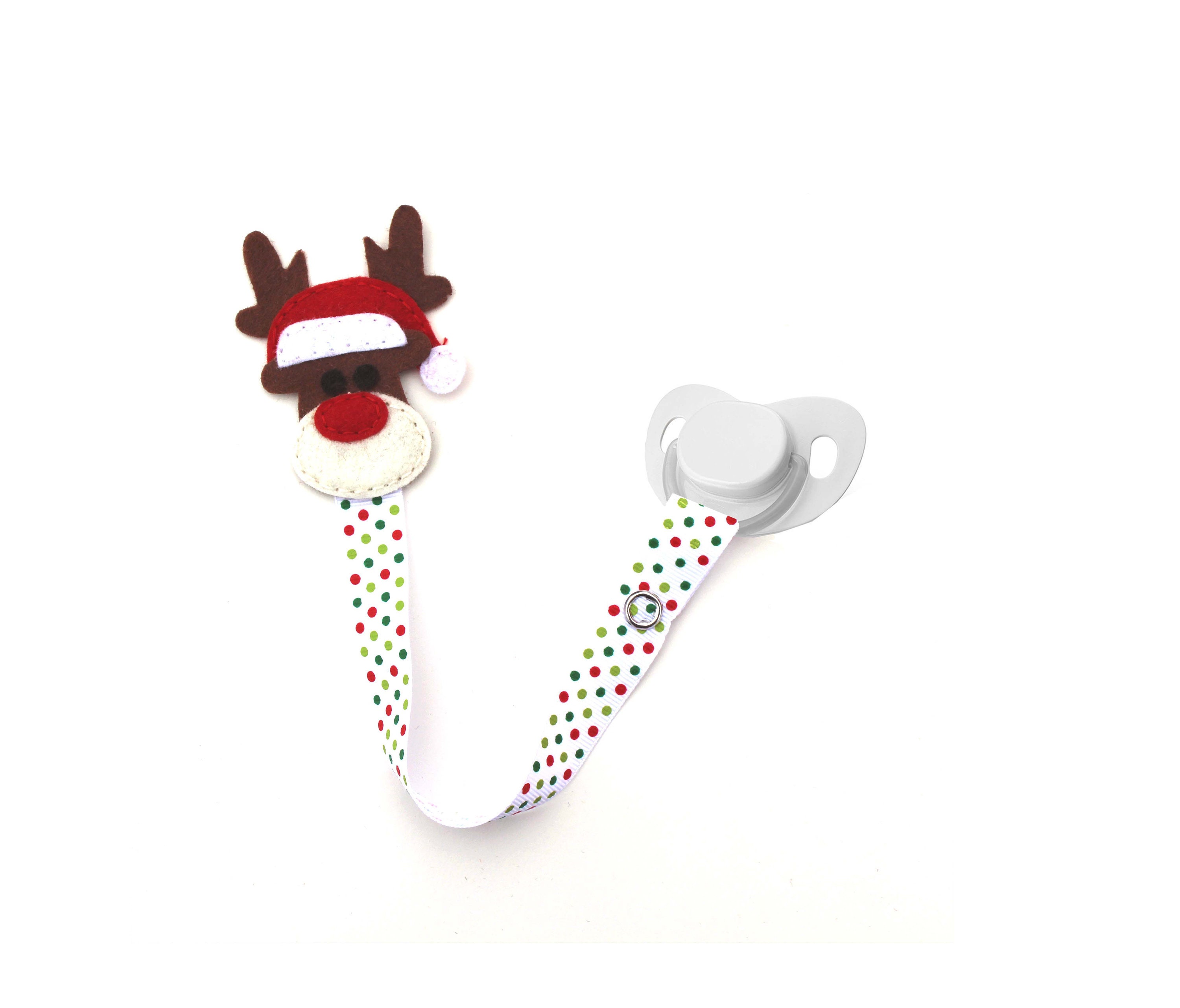 Reindeer Pacifier Clip Christmas Pacifier Clip Santa Hat Etsy UK