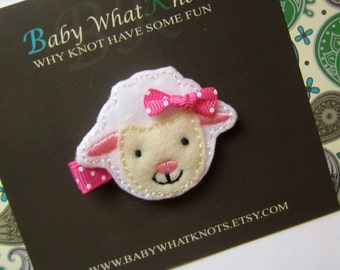 Sheep Hair Clip, Baby Hair Clippies, Farm Animal Girl Barrette, hcsheep01