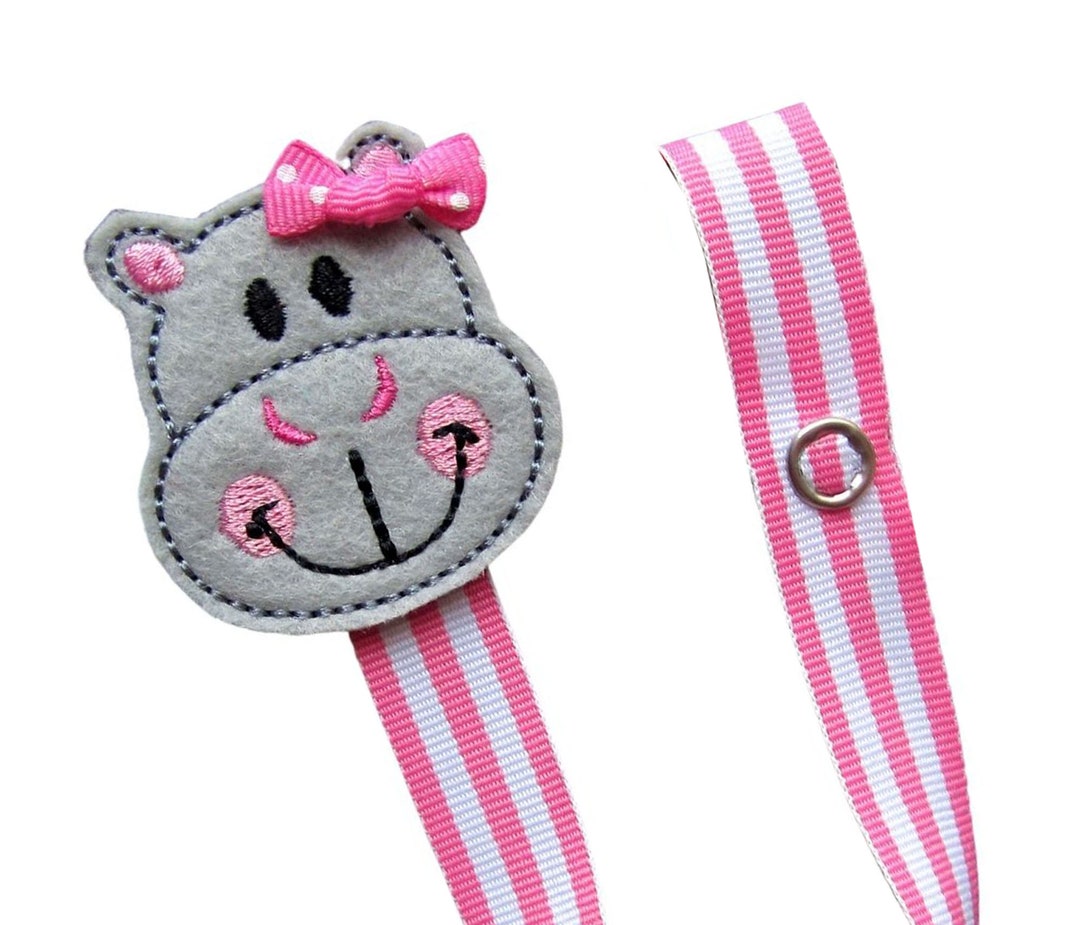 Pacifier Clip, Hippo, Girl Pacifier Clip, Pacifier Holder, Binky Clip ...