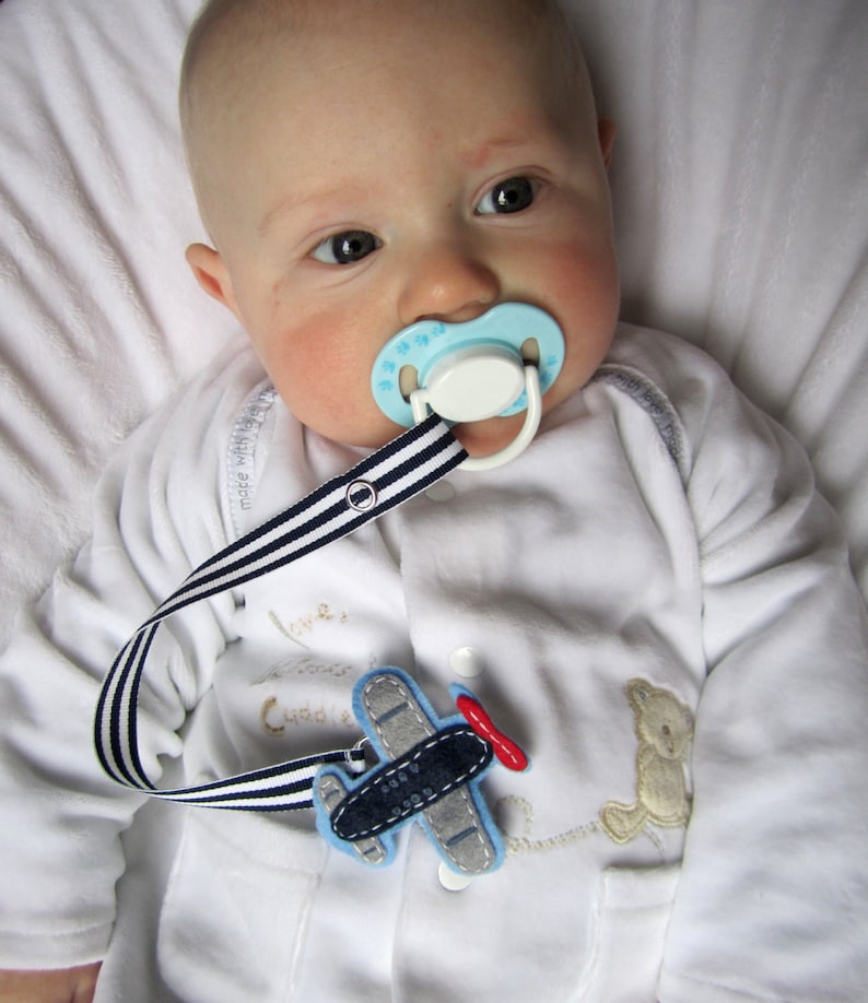 Baby Boy Pacifier Clip Airplane Pacifier Clip Baby Plane Etsy