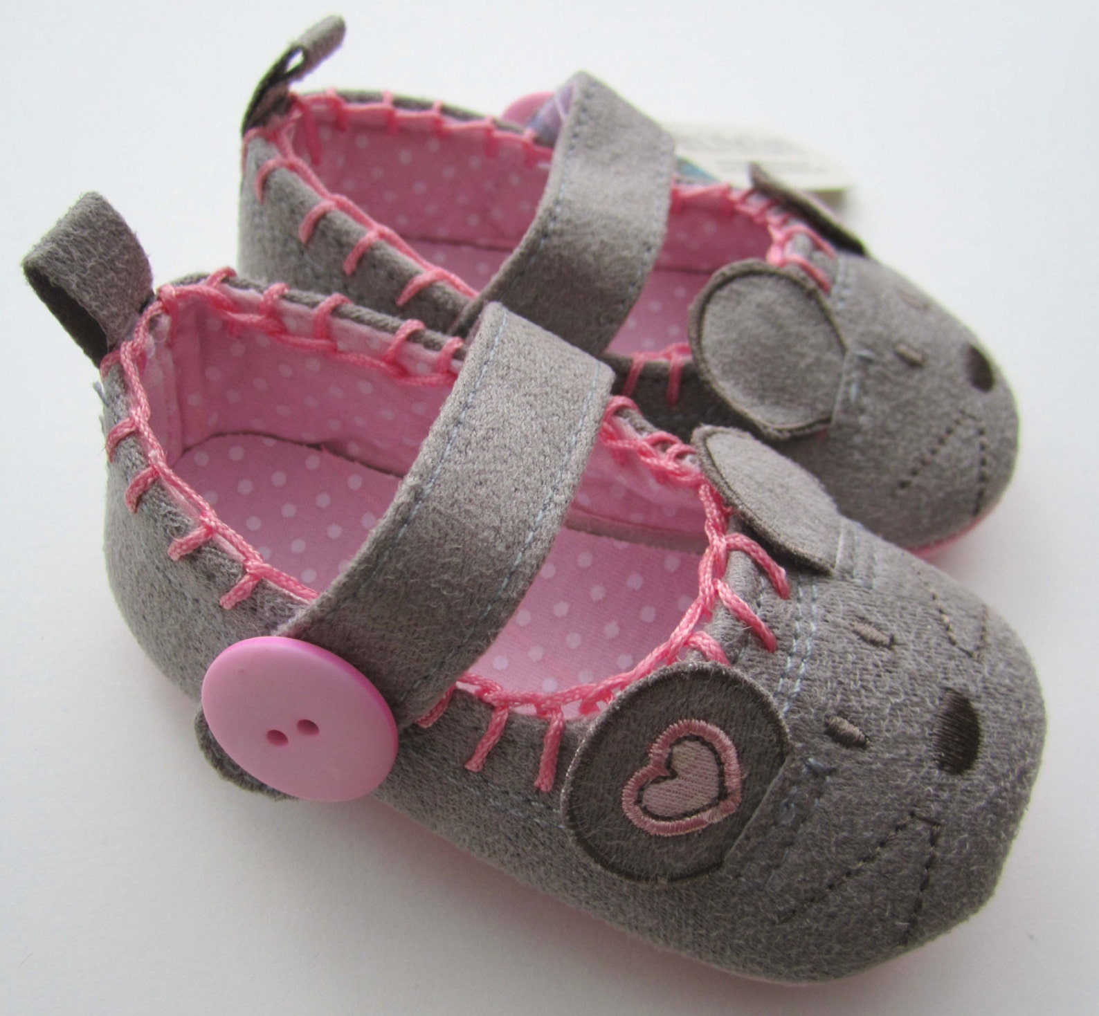 Little Grey Mouse Baby Shoes Baby Booties Mouse Shoes Pink | Etsy