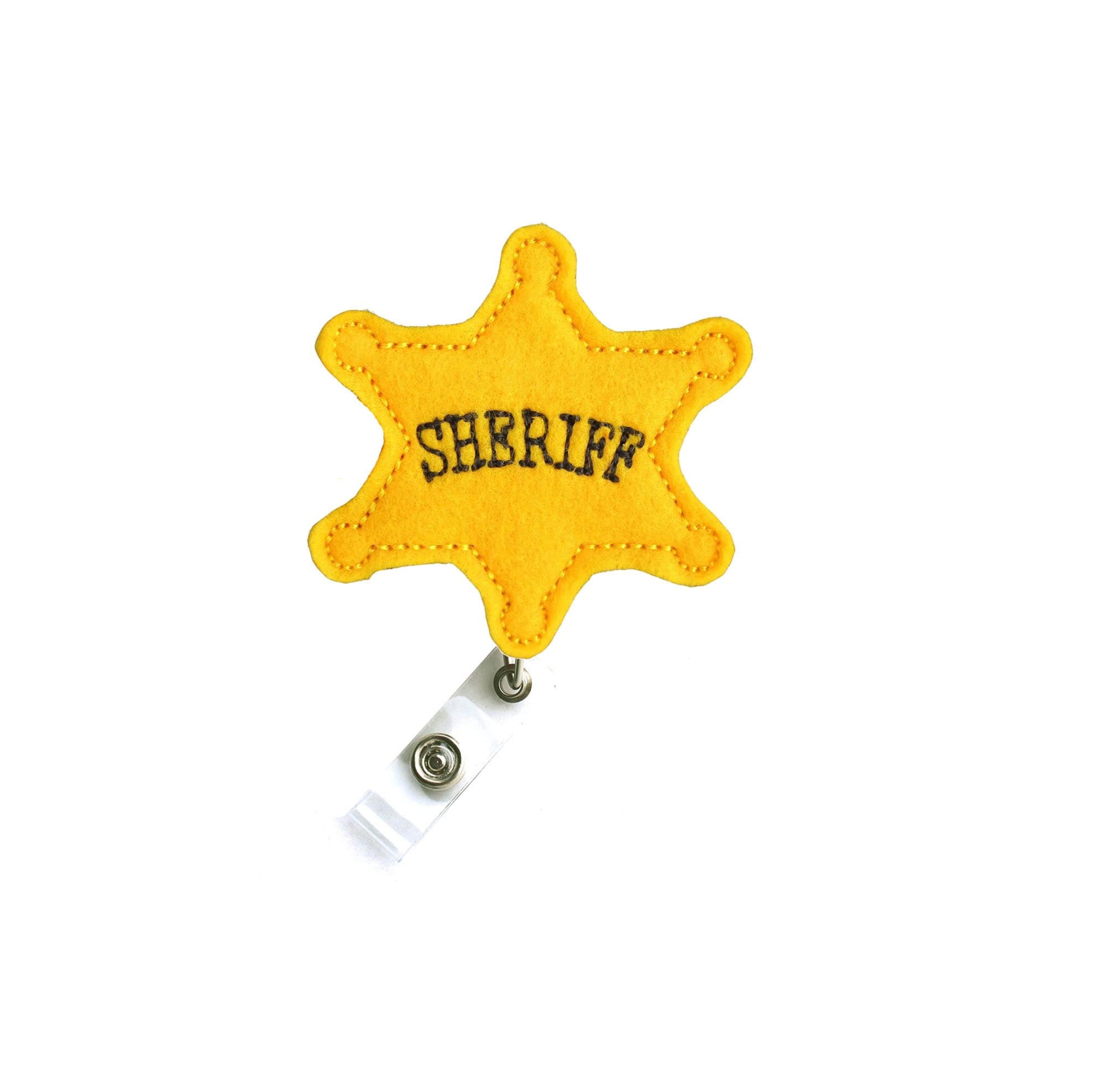 Retractable ID Badge Holder, Sheriff Star Badge ID Badge Reel