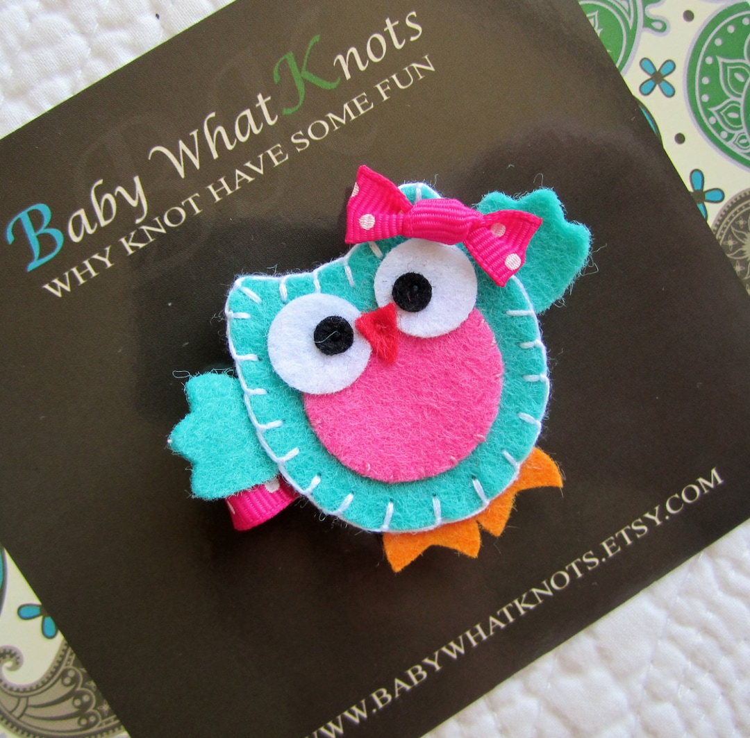 Baby Hair Clip Blue Owl Hair Clip Baby Hair Clippies Girl Etsy