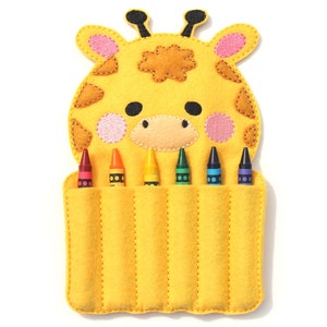 Giraffe Crayon Holder, Crayon Roll, Crayon Organizer, Crayon Keeper, Travel Toys, Felt Toy, Stocking Stuffer, Easter Basket, Party Favor image 2