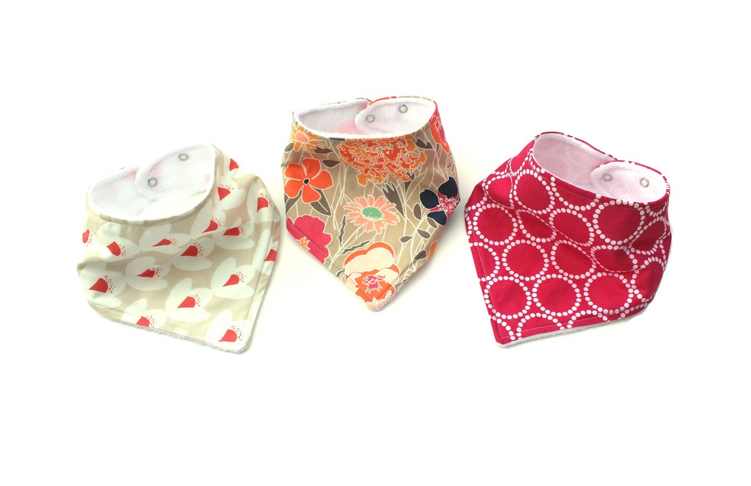 Baby Girl Bandana Bib Set 3 Bandanna Bibs Floral Bib Flower Etsy