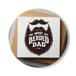 Most Berded Dad Ceramic Coaster, Funny Father&#39;s Day Gift, Beard Lover Home Decor, Dad&#39;s Kitchen Accessory, Gift for Him