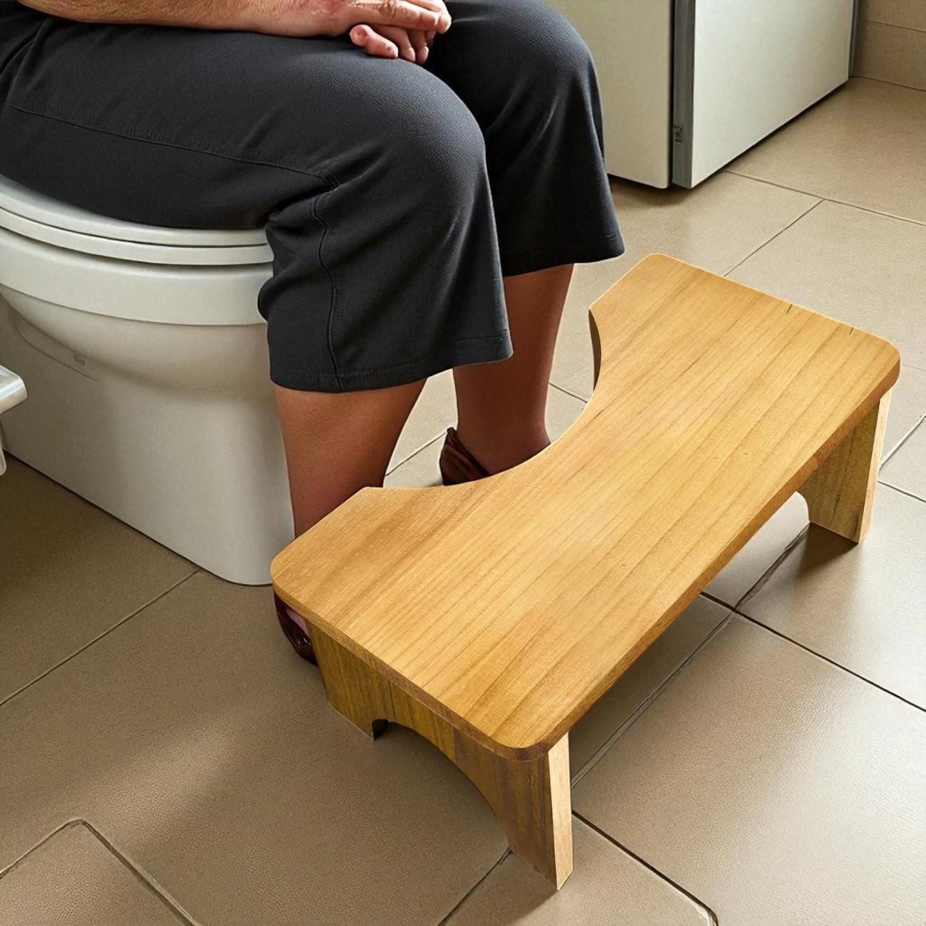 Taburete de bambú para inodoro: orinal ergonómico para adultos y niños