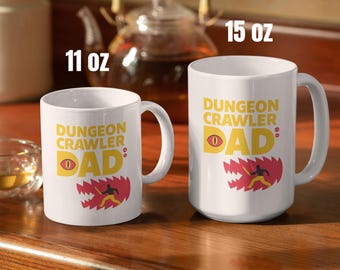 Dungeon Crawler Dad Mug, Dungeon Crawler Carl Inspired Coffee Cup for Fathers Day, Sci-Fi Lover Gift for Dad, Bookish LitRPG Mug 11oz & 15oz