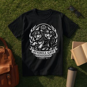 Juvenile Gate Guardian Level 10 Orthrus Unisex T-Shirt, Dungeon Crawler Carl Inspired Shirt, Book Club Gift, LitRPG Sci-Fi Book Lover Merch