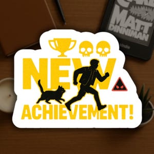New Achievement Dungeon Crawler Carl Inspired White Sticker, LitRPG Bookish Decal, Fantasy Sci-Fi Book Lover Gift, Princess Donut Merch