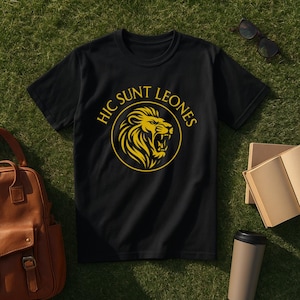 Hic Sunt Leones T-Shirt, Red Rising Inspired Shirt, Howler Merch, Gold Lion Graphic Tee, Sci-Fi Bookish Gift for Readers, Book Lover Shirt