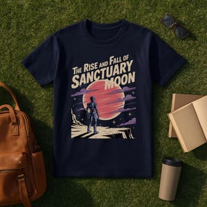 The Rise and Fall of Sanctuary Moon Unisex T-Shirt, Murderbot Diaries Inspired Shirt, Retro Sci-Fi Graphic Tee for Book Lovers, SecUnit Gift