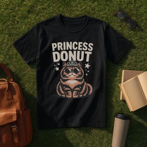 Princess Donut T-Shirt, Dungeon Crawler Carl Inspired Princess Donut Funny Cat Book Shirt, Nerdy Fantasy Book Lover Tee, Sci-Fi LitRPG Gift