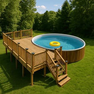 12x16 Pool Deck DIY Plan for 21&#39; Round Pool – PDF Build Guide + Cut List + Material List - Instant Download