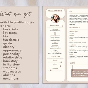 Character Profile Template, Customizable Digital Character Writing ...