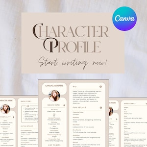 Character Profile Template, Customizable Digital Character Writing Planner, Character Sheet Novel, Character Development, Canva Template