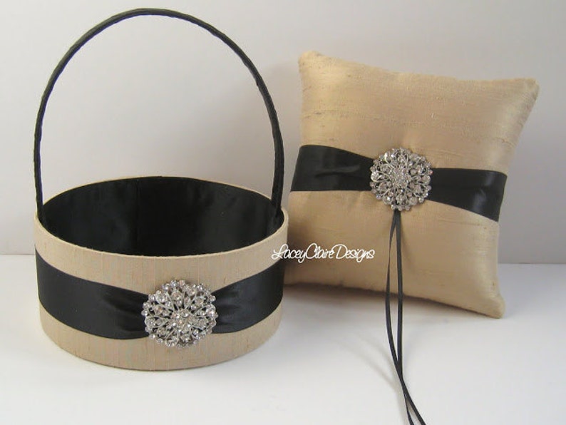 Custom Flower Girl Basket and Wedding Ring Pillow, Silver and Purple Wedding Pillow, Silver Flower Girl Basket, Personalized Wedding, Custom image 4