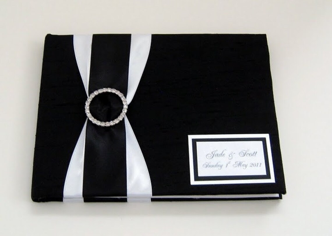 Wedding Guest Book Black and White Guest Book Wedding Memory Etsy