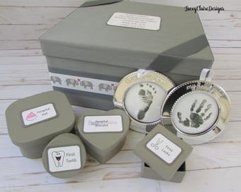 Baby Keepsake Box, Baby Memory Box, Baby Gift, Baby Shower Box, Christening gift, Elephant Theme - Custom Made