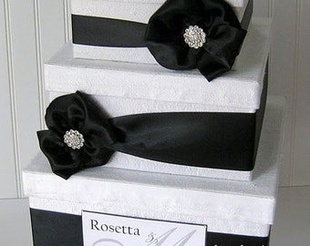 Wedding Card Box - Black and White - Custom Made to Order