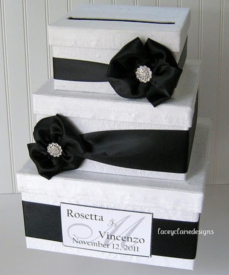 Wedding Card Box Black and White Custom Made to Order Etsy