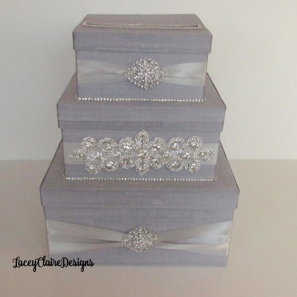 Wedding Card Box, Bling Card Box, Rhinestone Money Holder, Money Box, Box for Envelopes, Card Box with Lock, Wedding Gift Box, Custom