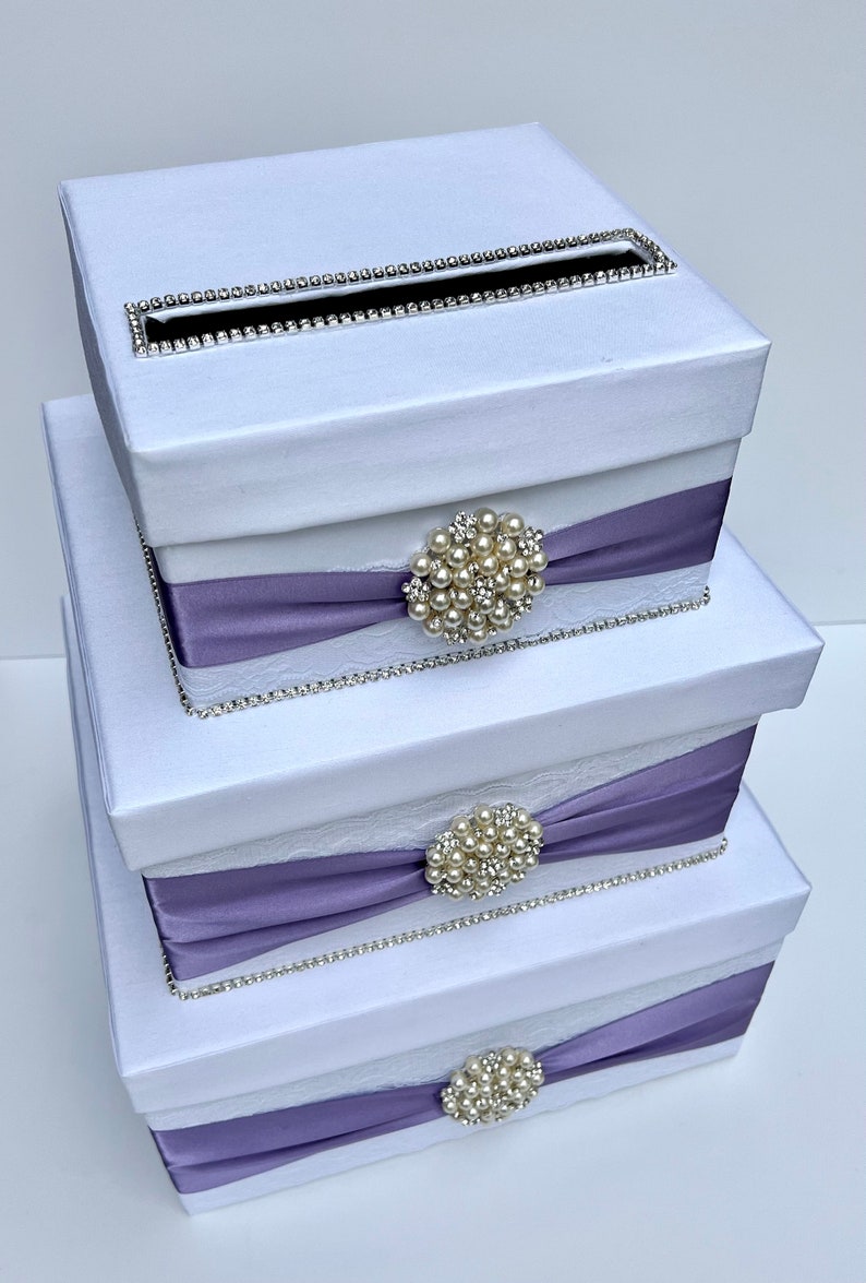 Lilac Wedding Card Box Bling Card Box Bridal Card Box Lace Etsy