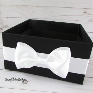 Wedding Bathroom Box, Men's Bathroom Basket, Black Tie Decor, Container for Programs, Toiletries Holder, Bow Tie Program Box, Custom image 3