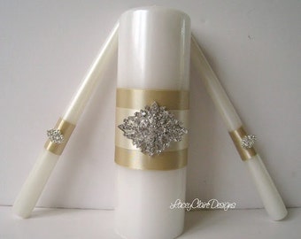 Wedding Candles, Unity Candles, Wedding Unity Candle Ceremony, Unity Candles Set, Unity Ceremony, Cream and Gold, Custom Made