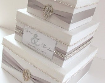 White Wedding Card Box, Box for Wedding Cards, Bling Card Box, Wedding Card Holder, Modern Card Box, Wedding Gift Box, Custom Made