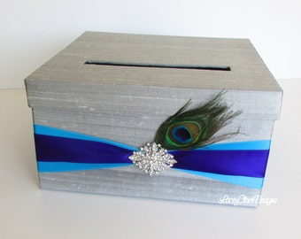 Wedding Card Box Peacock Money Holder - Custom Made to Order