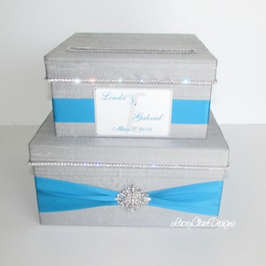 Wedding Card Box Silver | Box for Cards | Card Holder | Money Holder | Wedding Gift Box | Modern Card Box | Rhinestone Card Box | Custom