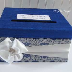Royal Blue Card Box / Bruiloft Card Holder / Card Box met Slot / Locked Card Box / Receptie Box / Gift Table Card Box / Wedding Box / Custom