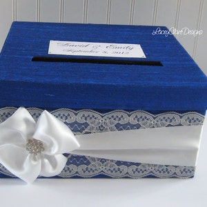 Royal Blue Card Box / Wedding Card Holder / Card Box with Slot / Locked Card Box / Reception Box / Gift Table Card Box / Wedding Box /Custom image 1