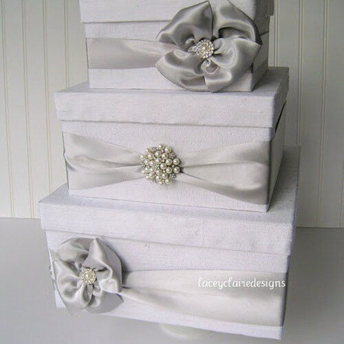 White and Silver Wedding Card Box, Money Box, Gift shops Card Box Holder, Card Holder for Wedding, Gift Table Card Box, Envelope Box, Custom