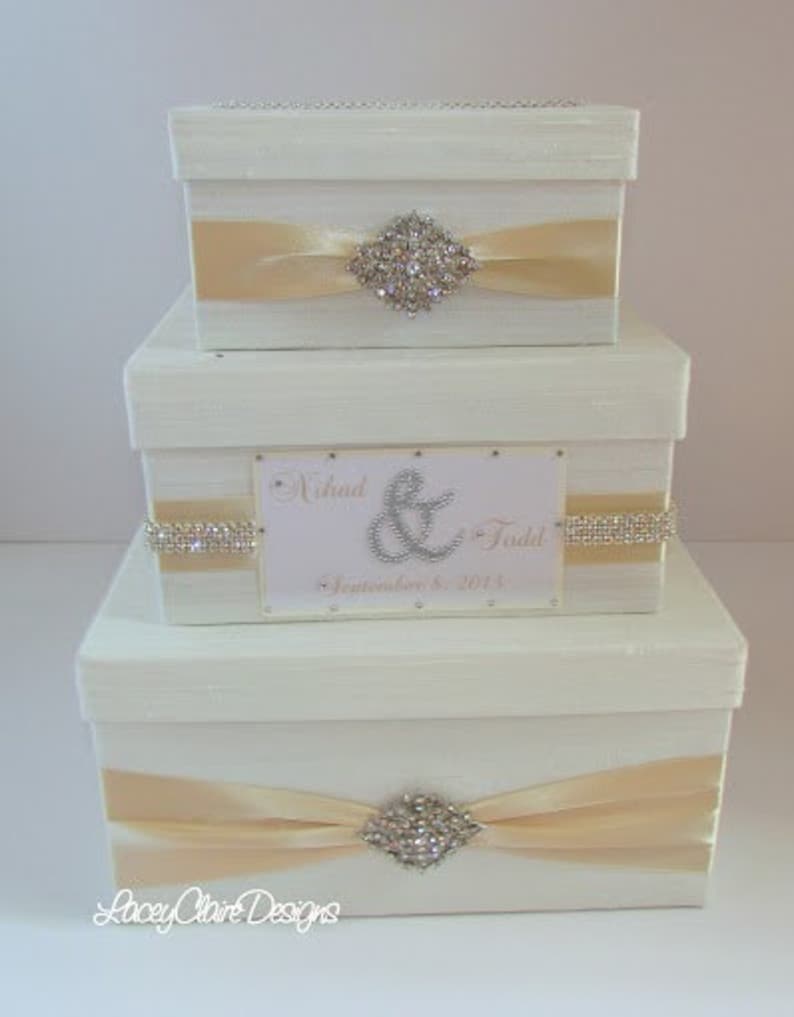Wedding Gift Box Card Box for Wedding Ivory and Champagne Etsy