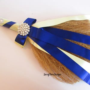 Wedding Broom, Wedding Jump Broom, Jumping Broom, African Wedding Tradition Broom, Royal Blue Yellow, Custom Made