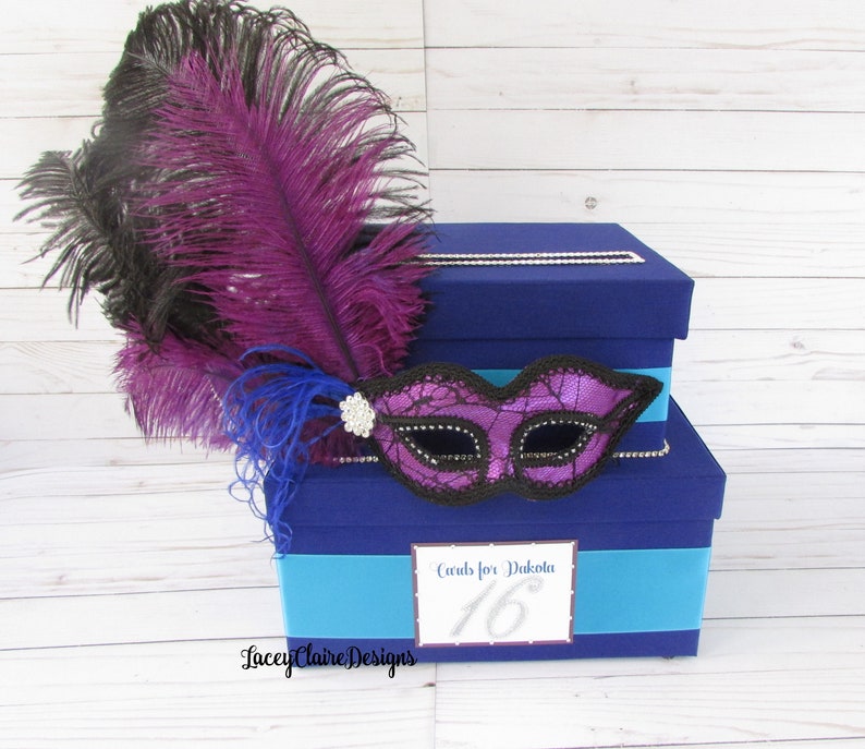 Masquerade Card Box Sweet 16 Card Box Card Box Masquerade Theme Fabulous Forty Card Holder Gift Card Box Holder for Parties
