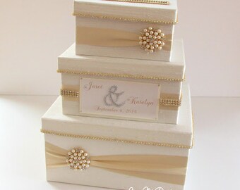 Wedding Card Box, Bling Card Box, Rhinestone Money Holder, Unique Wedding Gift Box  - Custom Made