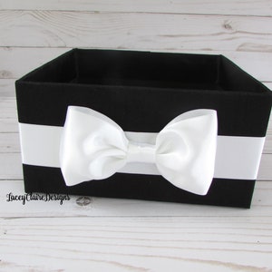 Wedding Bathroom Box, Men&#39;s Bathroom Basket, Black Tie Decor, Container for Programs, Toiletries Holder, Bow Tie Program Box, Custom
