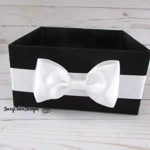 Wedding Bathroom Box, Men's Bathroom Basket, Black Tie Decor, Container for Programs, Toiletries Holder, Bow Tie Program Box, Custom image 1