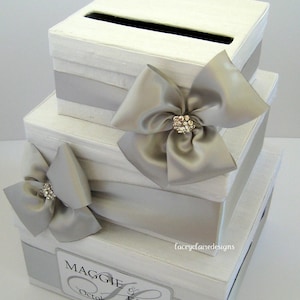 Caja de tarjetas de boda, Caja de tarjetas de dinero, Caja de tarjetas de regalo, Soporte de tarjeta, Caja de boda blanca, Soporte de tarjeta de boda de plata, Buzón de tarjetas, Personalizado