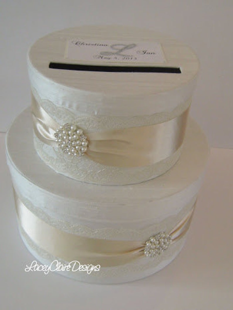 Lace Wedding Card Box Couture Card Holder Custom Made image 5