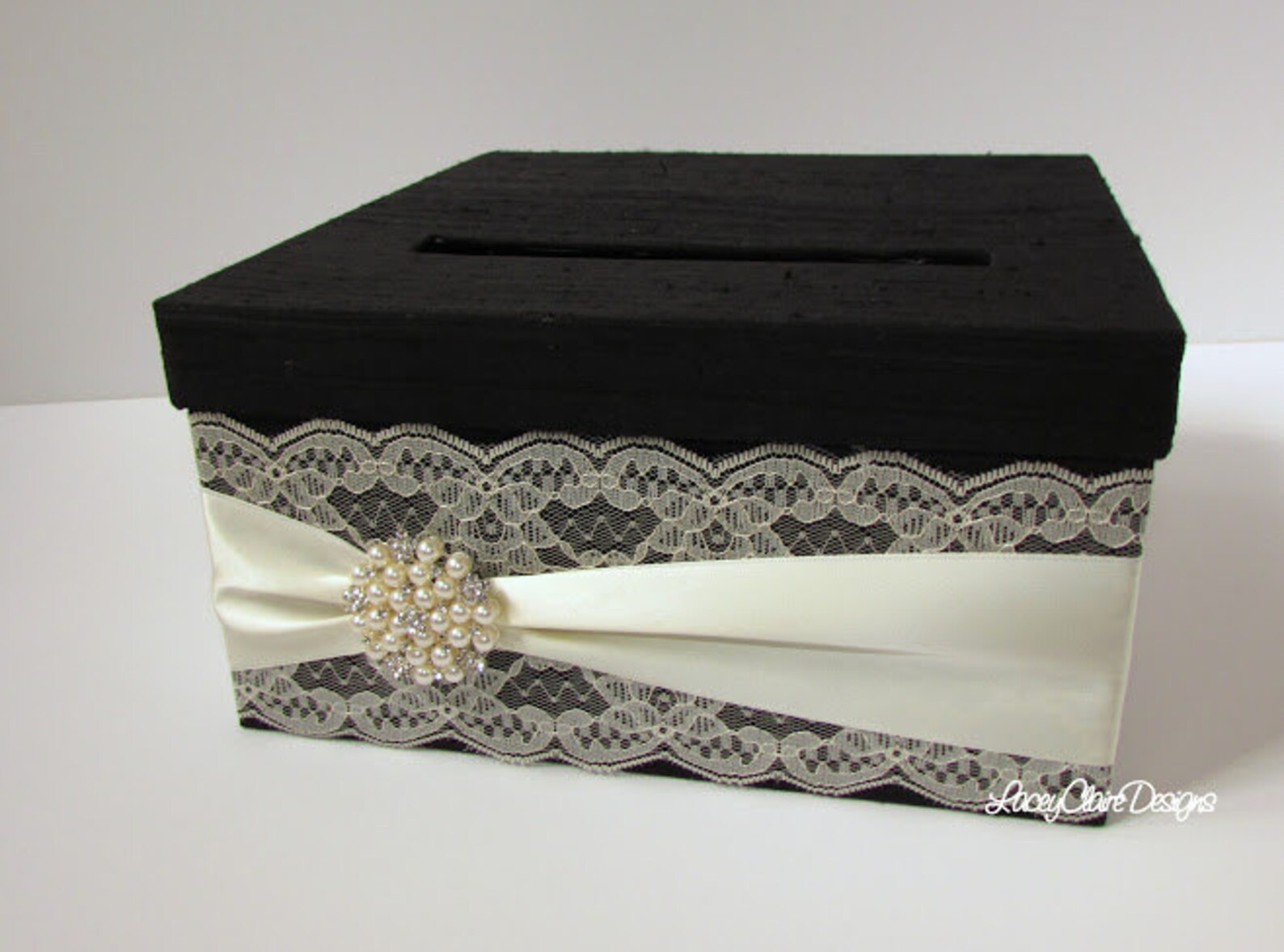 Wedding Card Box Custom Envelope Card Holder Lace Black and Etsy