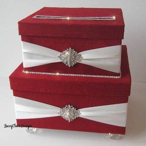 Boîte de carte de mariage, boîte d’enveloppe, porte-carte de réception, rouge et blanc, fait sur mesure
