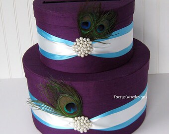 Peacock Wedding Card Box - handmade and couture Custom Made