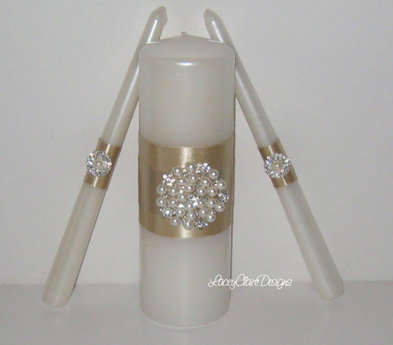 Elegant Unity Candles, Wedding Candles, Wedding Ceremony, Unity Candles Set, Traditional Unity Ceremony, Custom Made image 2