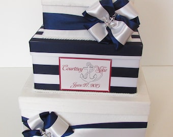 Nautical Wedding Card Box, Beach Themed Wedding Money Box, Custom Made